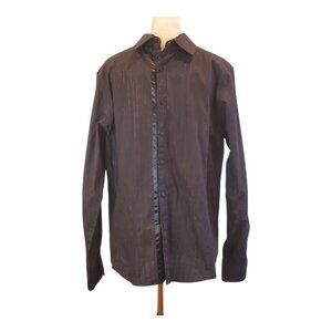 GUESS SZ XL Men's Vintage Black Metallic & Satin Western  Long-sleeve Shirt